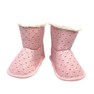 OshKosh Baby Boots Pink with Ivory Faux Fur Lining and Trim 4 NEW